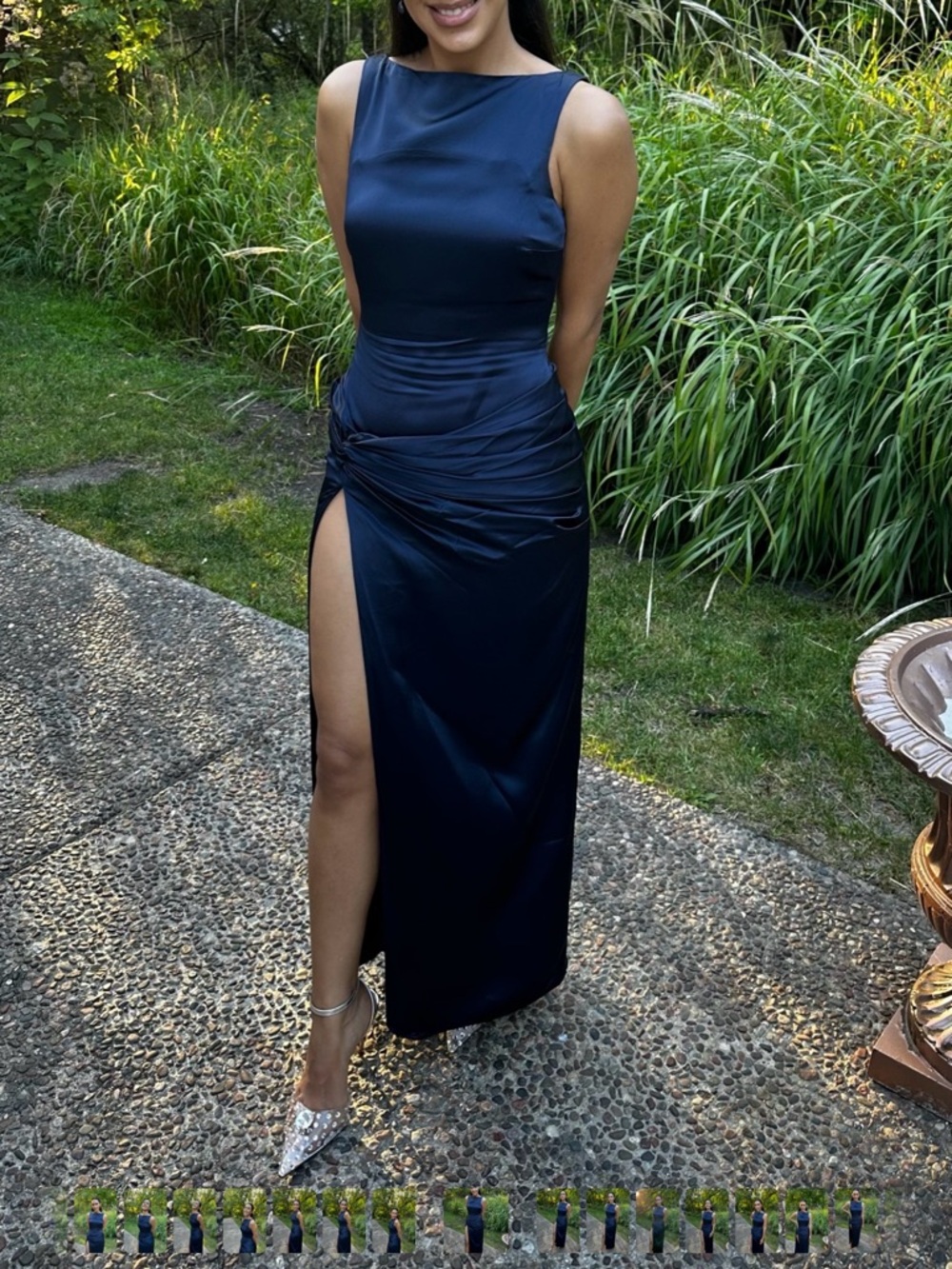 House of CB Roxanne Navy Thigh Slit Maxi Dress